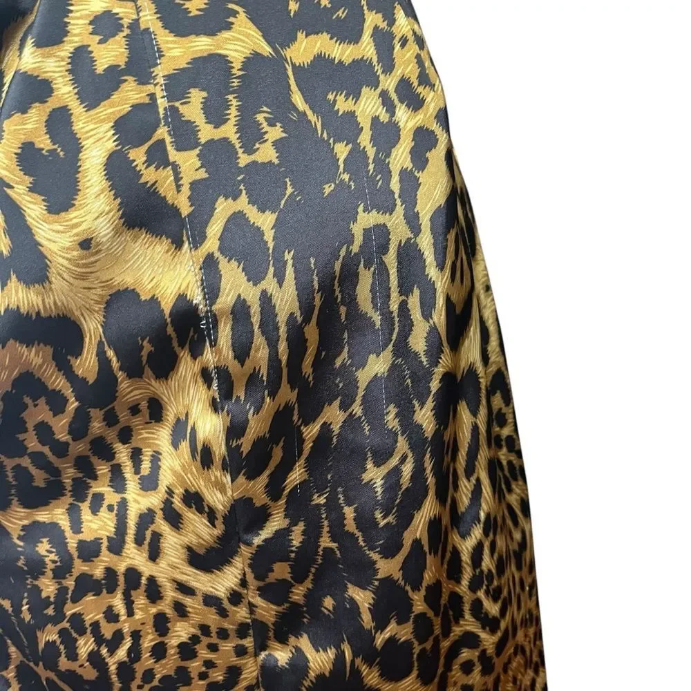 TADASHI Collection Dress Leopard Print Ruched Bodycon Women’s Size 6 Midi
